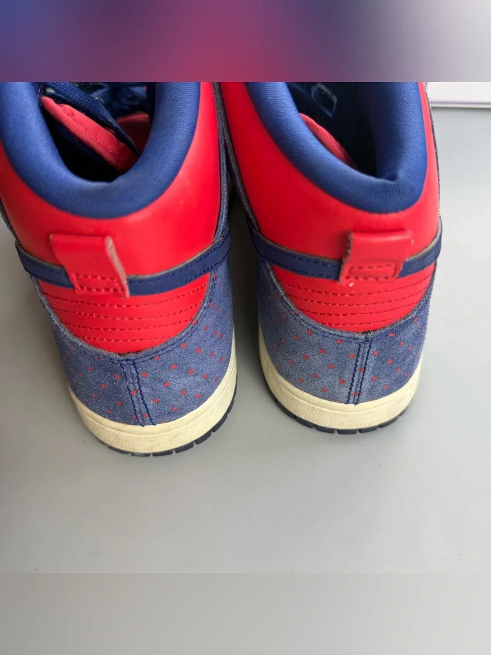 Nike Dunk High Red White Blue Speckled Suede Sneakers Women’s 10 USA July 4th